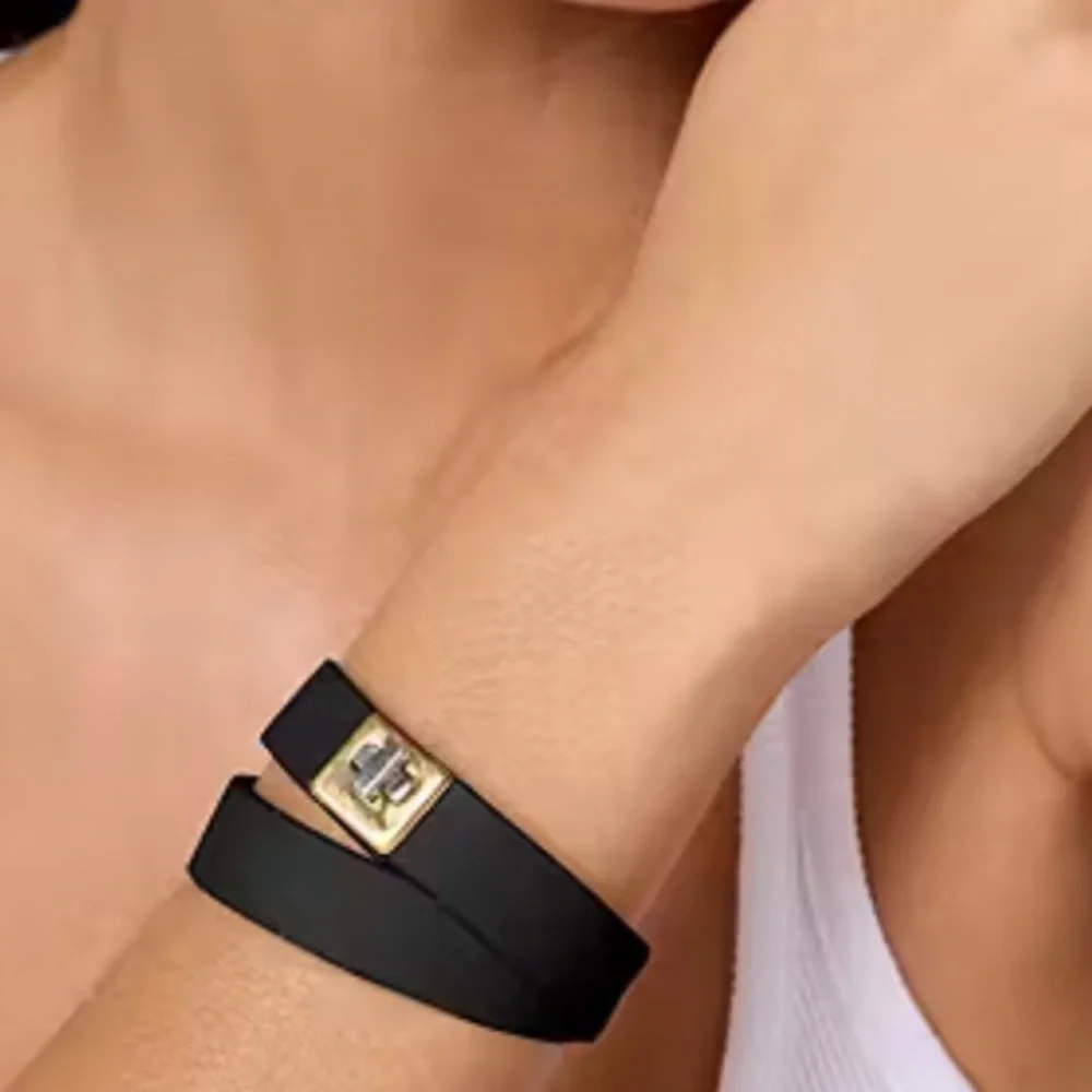 kate spade black leather wrap bracelet with gold & silver accent - Picture 10 of 10